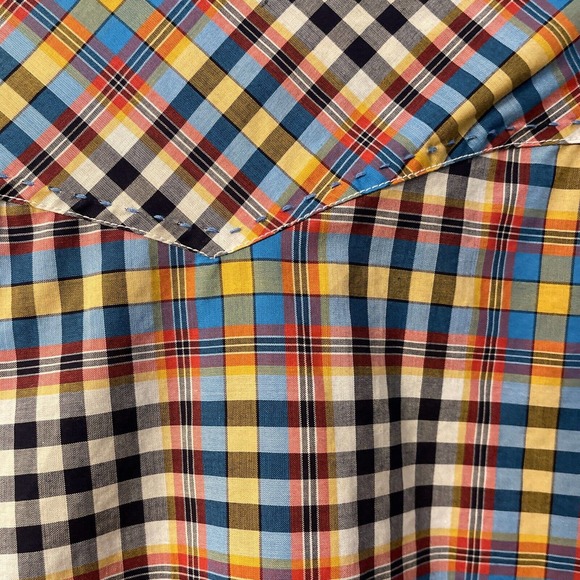 Bugatchi ShapedFit XL Men's Plaid Long Sleeve Snap Front Shirt TopStitch Western - Picture 8 of 14